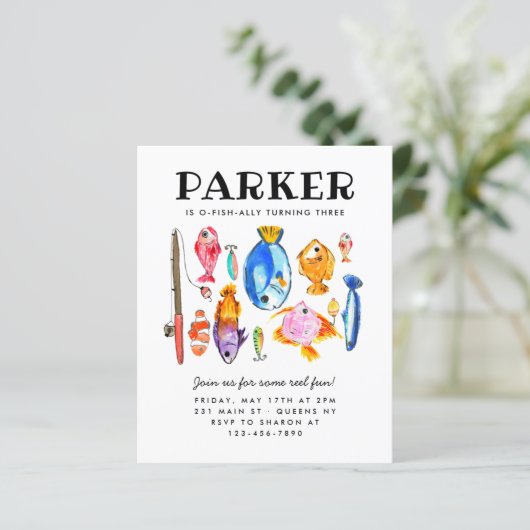 予算素朴O-Fish-alリールおもしろい魚釣り誕生日 (スタンド正面)