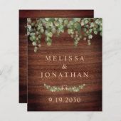 予算素朴QRコード緑結婚式招待状 (正面/裏面)