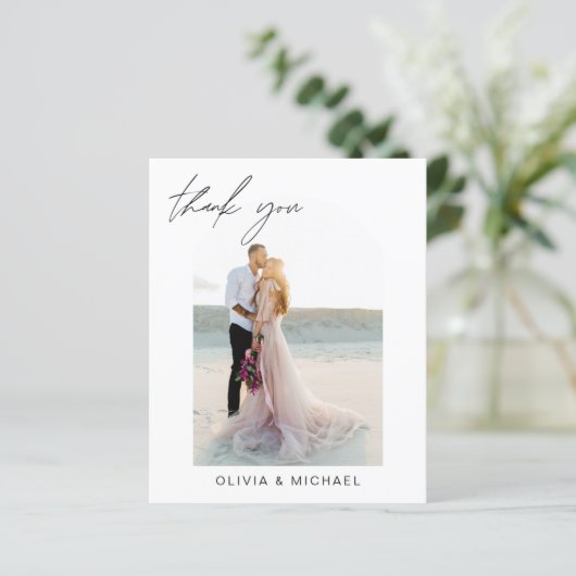予算結婚のアーチありがとう写真カード (スタンド正面)