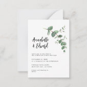 予算結婚のユーカリ詳細と招待 ノートカード (正面)