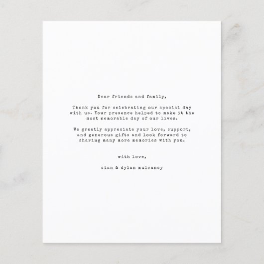 予算結婚の写モダン真サンキューカード (裏面)