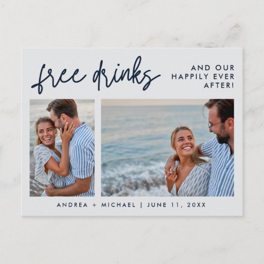 予算結婚の写真の保存日付 インビテーションポストカード (正面)