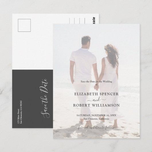 予算結婚の写真の保存日付 ポストカード (正面/裏面)