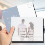 予算結婚の写真の保存日付 ポストカード<br><div class="desc">写真を追加お気に入りのする日付はがきを保存する前面のシックなレタリングにあなたの詳細を特色にする。背中の埃っぽい青い色は写真に合わせて変えられる。これらの予算はがきが救お金を稼ぐことができる。ライブデザインサービス救済は、必要なデザインレイアウトをもし使用できる。私たちの店のマッチングアイテム。</div>