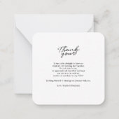 予算結婚の写真手書き感謝 ノートカード (裏面)