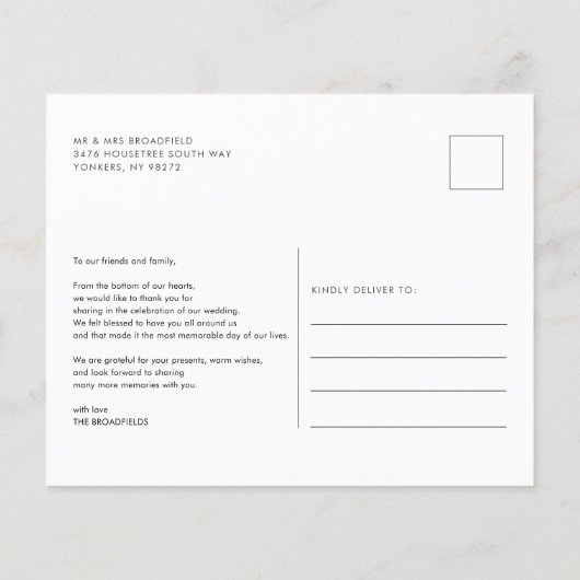 予算結婚の写真整理サンキューカード (裏面)