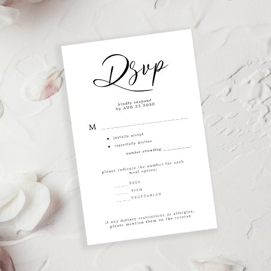 予算結婚の対応シンプル食事オプションRSVP