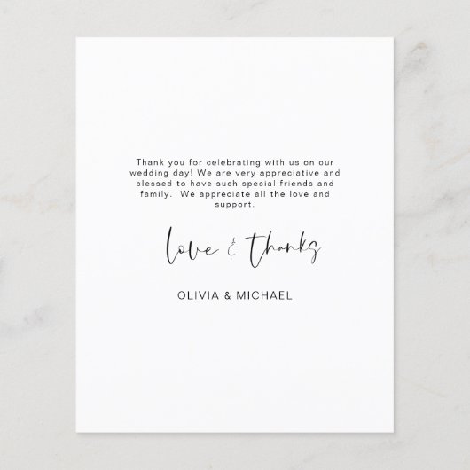 予算結婚の愛と感謝していサンキューカード (裏面)