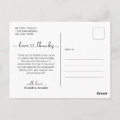 予算結婚の感謝ハートスクリプト葉書 ポストカード (裏面)