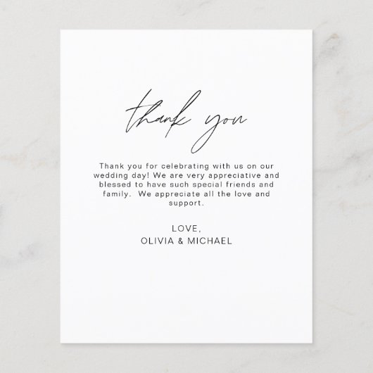 予算結婚の手書き感謝の写真 チラシ (裏面)