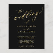 予算結婚の金ゴールドの黒いエレガント招待 (正面)