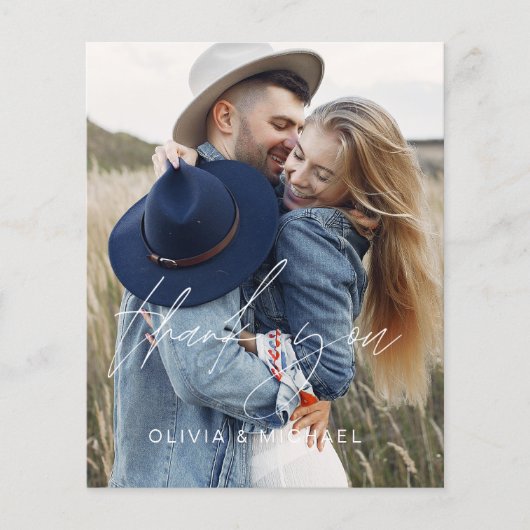 予算結婚の2枚の写真サンキューカード