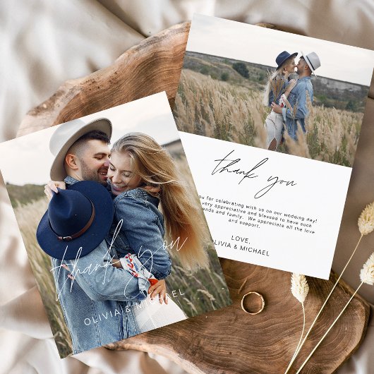 予算結婚の2枚の写真サンキューカード チラシ