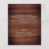 予算結婚の3素朴枚の写真サンキューカード (裏面)