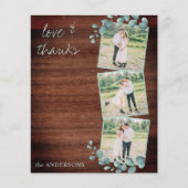 予算結婚の3素朴枚の写真サンキューカード (正面)