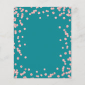 予算結婚バラ金ゴールドグリッターティール（緑がかった色）招待状 (裏面)