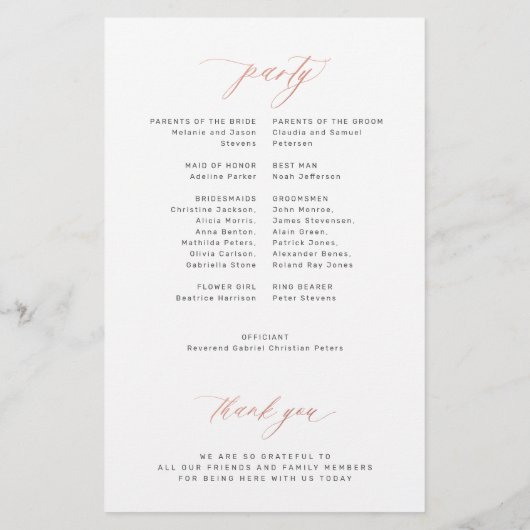 予算結婚式プログラムバラ金ゴールドスクリプトエレガント チラシ (裏面)