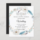 予算結婚式招待状ウィンターブルーフローラ (正面/裏面)