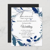 予算結婚式招待状ウィンターブルーホワイト (正面/裏面)