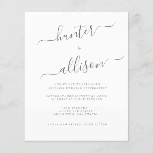 予算結婚式招待状チラシ (正面)