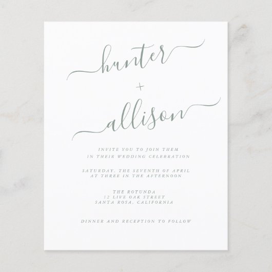 予算結婚式招待状チラシ (正面)