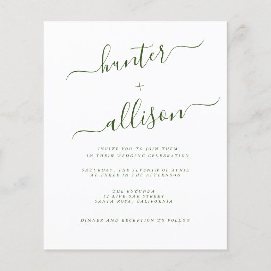 予算結婚式招待状チラシ (正面)