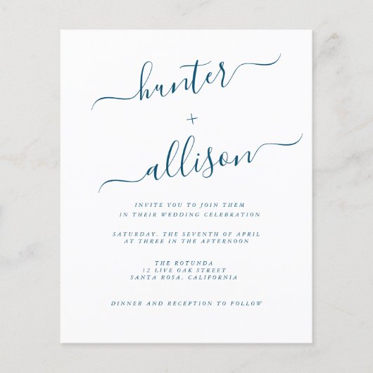 予算結婚式招待状チラシ (正面)