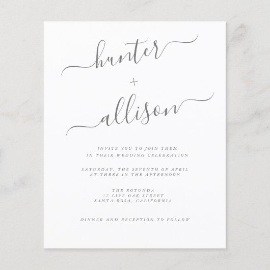 予算結婚式招待状チラシ チラシ (正面)