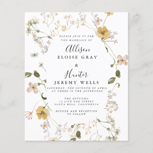 予算結婚式招待状チラシ チラシ (正面)