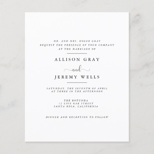 予算結婚式招待状チラシ チラシ (正面)