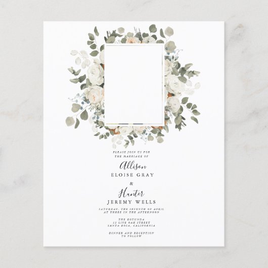 予算結婚式招待状チラシ チラシ (正面)