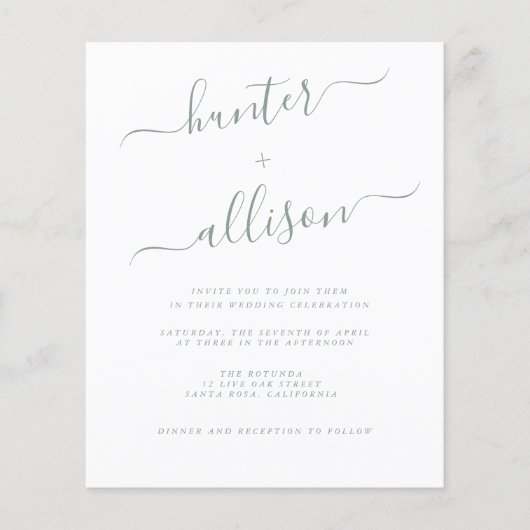 予算結婚式招待状チラシ チラシ (正面)