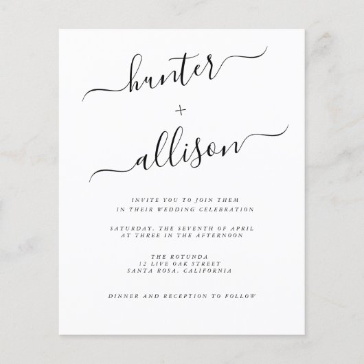 予算結婚式招待状チラシ チラシ (正面)