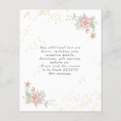 予算結婚式招待状ピンクピーニーフライヤー チラシ (裏面)