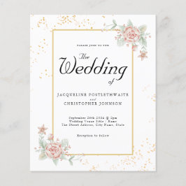 予算結婚式招待状ピンクピーニーフライヤー チラシ