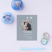 予算結婚式招待状モダンダスティブルー写真 チラシ (シングル)