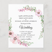 予算結婚式招待状モダンピンクフローラ (正面)