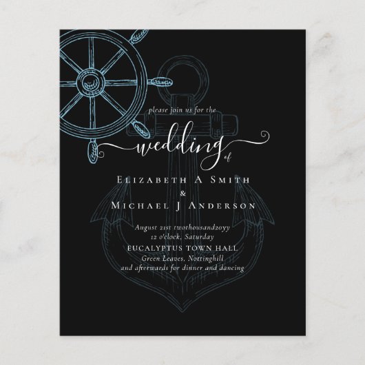 予算結婚式招待状航海の船舶用車輪 チラシ (正面)