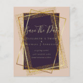 予算結婚式招待状金ゴールドグリッターフォイルルック チラシ (正面)