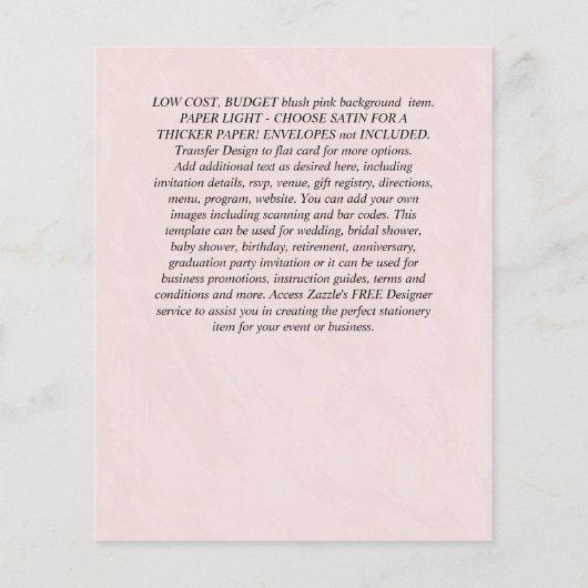 予算結婚式招待状金ゴールドグリッターフォイルルック チラシ (裏面)