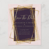 予算結婚式招待状金ゴールドグリッターフォイルルック チラシ (正面)