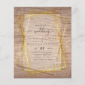 予算結婚式招待状金ゴールドグリッター幾何学的 (正面)