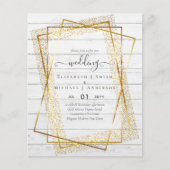 予算結婚式招待状金ゴールドグリッター幾何学的 (正面)
