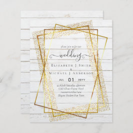 予算結婚式招待状金ゴールドグリッター幾何学的