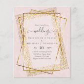 予算結婚式招待状金ゴールドグリッター幾何学的 (正面)