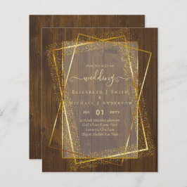 予算結婚式招待状金ゴールドグリッター幾何学的