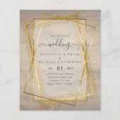 予算結婚式招待状金ゴールドグリッター幾何学的 (正面)