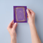 予算結婚式招待状金ゴールドグリッター幾何学的 チラシ (手)