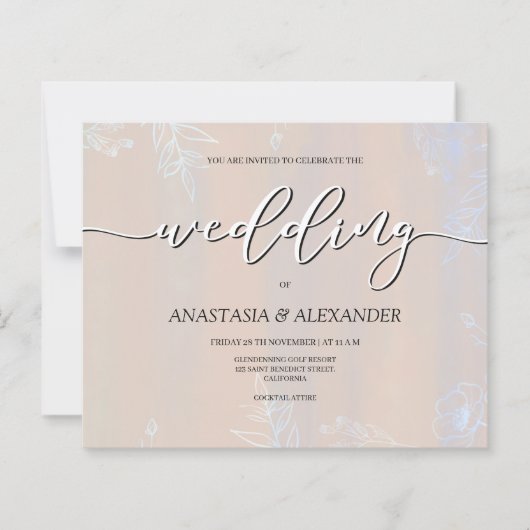 予算結婚式招待状。ペーパーシート (正面)