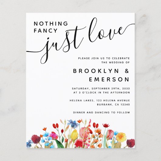 予算結婚式招待状 |何もファンシーフローラ (正面)